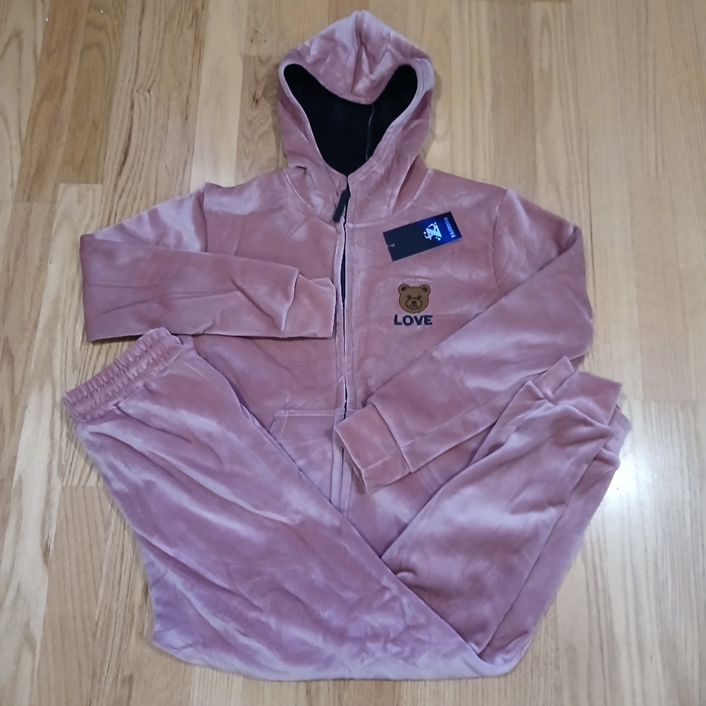 2 Piece Teddy Sweatsuit Lining/Hoodie/Joggers Fall/Winter Size S-M for Women